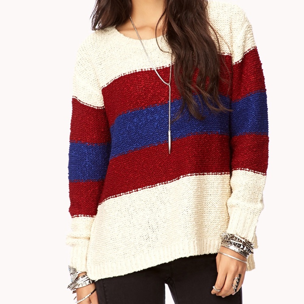 Forever 21 Draped Marled Striped Boyfriend Sweater